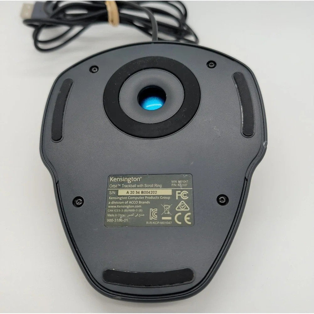 Kensington K72337 Orbit Smooth Trackball with Scroll Ring Marble Mouse M01047